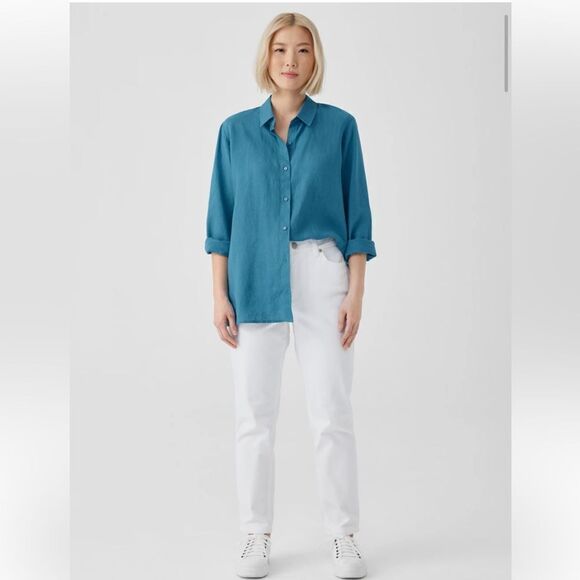 NWT Eileen Fisher Organic Cotton Denim Slim Jean Slim Fit Full Length Stretch 6 - Picture 3 of 11